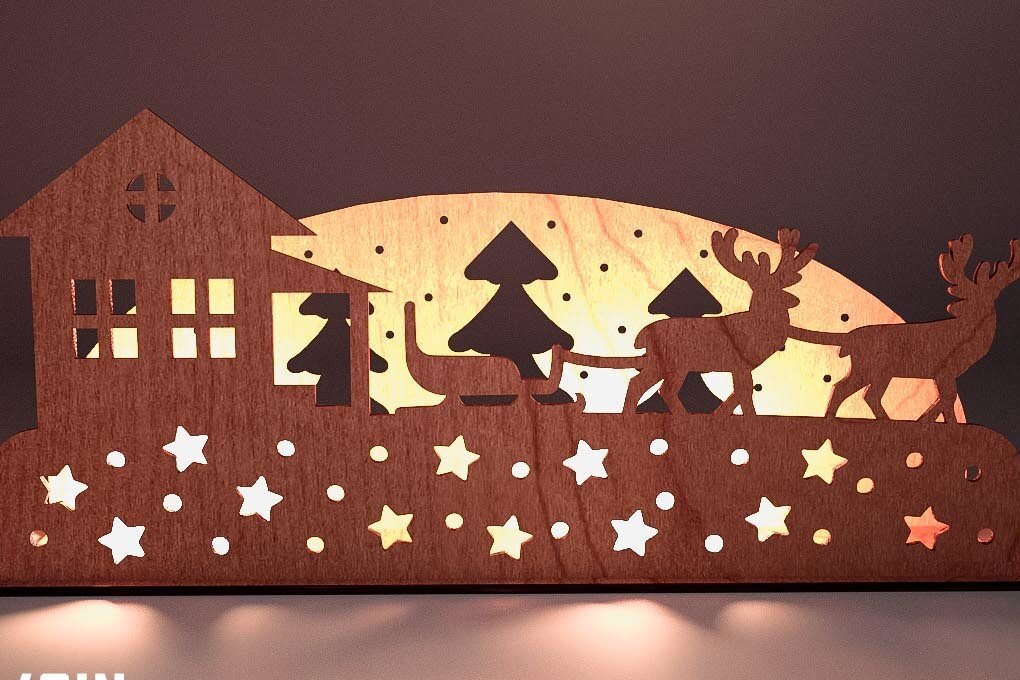 Intra απο ξύλο plywood 3mm-4mm πάχος Χριστουγεννιάτικη Σκηνή Δίασταση 15x15 cm INTRAFABR-75890993