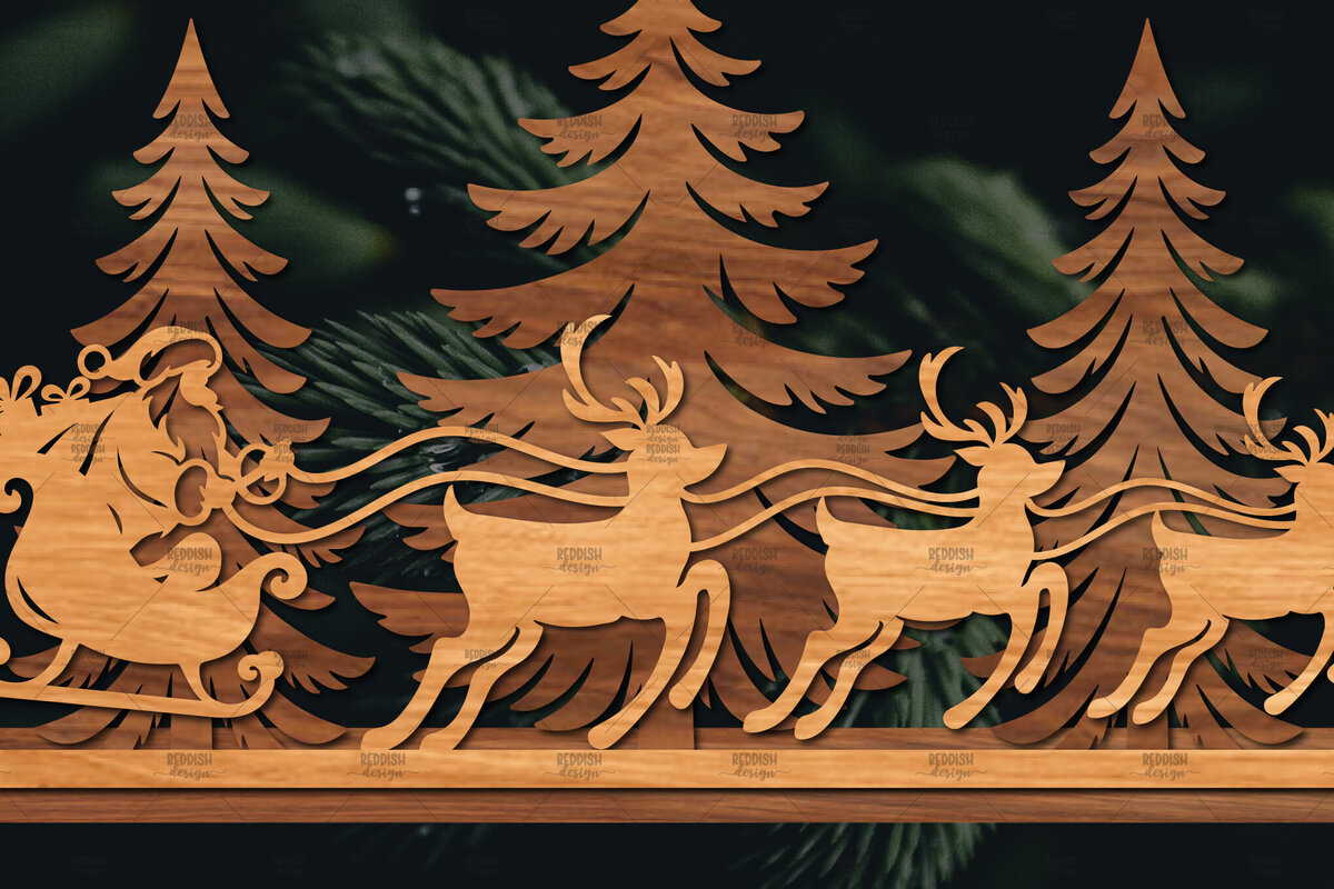 Σετ των 2 Intra απο ξύλο plywood 3mm-4mm πάχος Χριστουγεννιάτικη Σκηνή Δίασταση 15x15 cm INTRAFABR-106402872