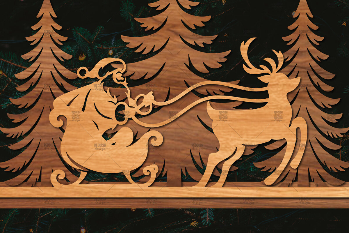 Σετ των 2 Intra απο ξύλο plywood 3mm-4mm πάχος Χριστουγεννιάτικη Σκηνή Δίασταση 15x15 cm INTRAFABR-106402939