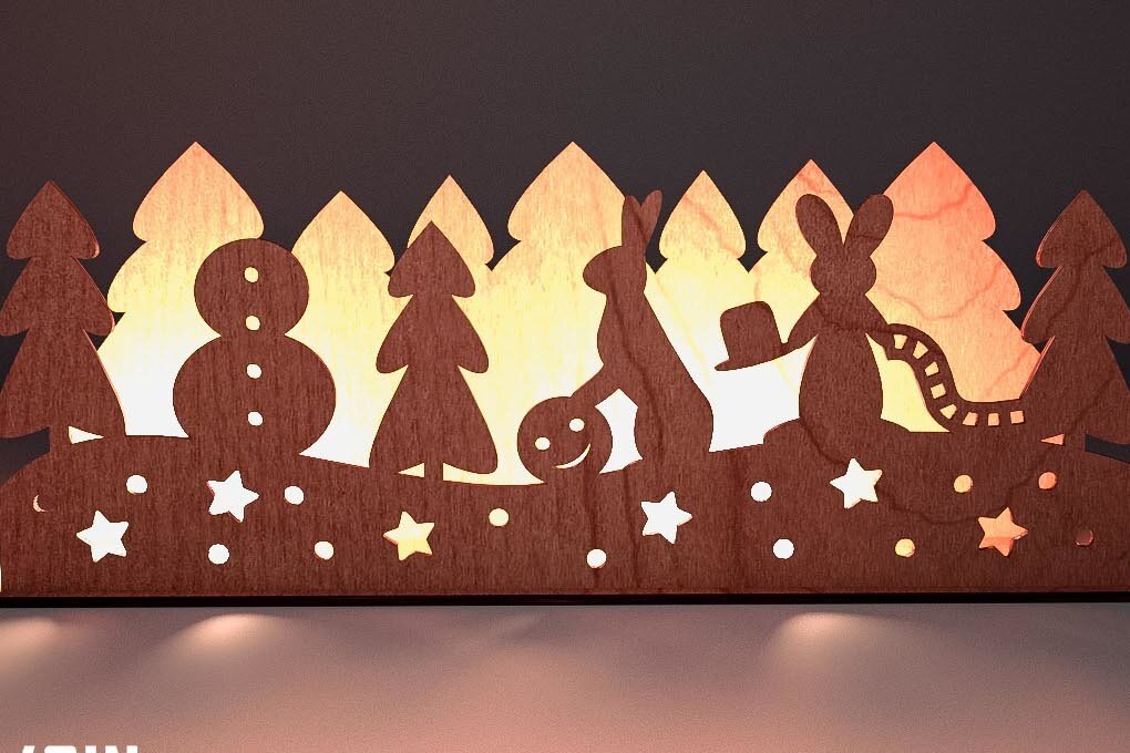 Σετ των 2 Intra απο ξύλο plywood 3mm-4mm πάχος Χριστουγεννιάτικη Σκηνή Δίασταση 15x15 cm INTRAFABR-75890702