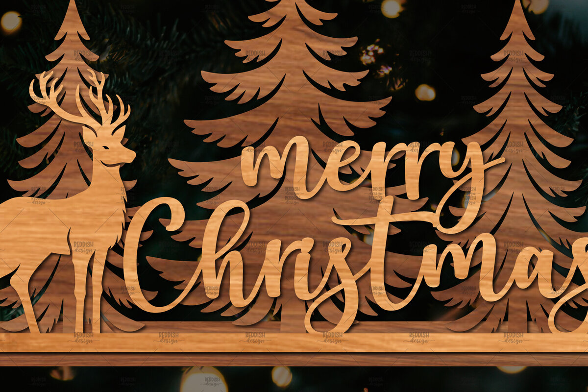 Σετ των 2 Intra απο ξύλο plywood 3mm-4mm πάχος Χριστουγεννιάτικη Σκηνή Δίασταση 15x15 cm INTRAFABR-106403147