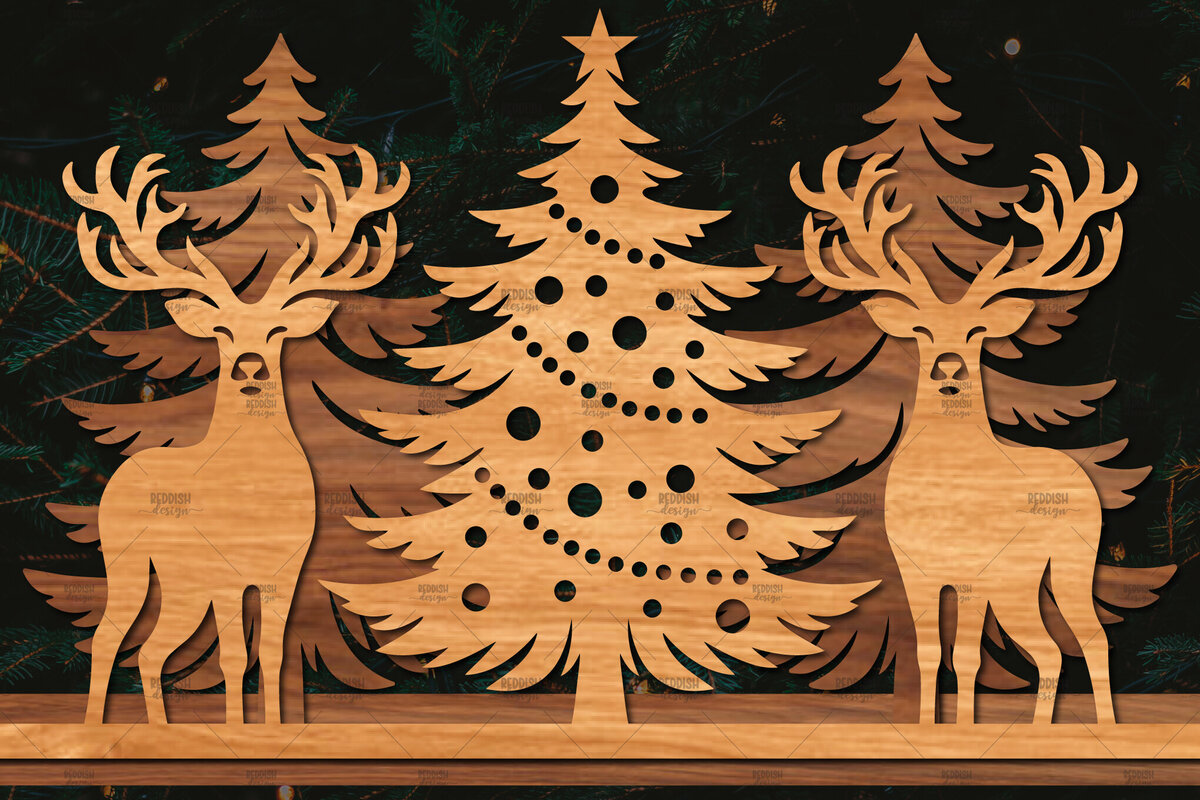 Σετ των 2 Intra απο ξύλο plywood 3mm-4mm πάχος Χριστουγεννιάτικη Σκηνή Δίασταση 15x15 cm INTRAFABR-106403200