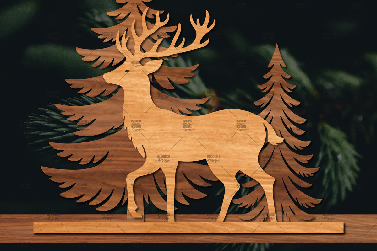 Σετ των 2 Intra απο ξύλο plywood 3mm-4mm πάχος Χριστουγεννιάτικη Σκηνή Δίασταση 15x15 cm INTRAFABR-106403209