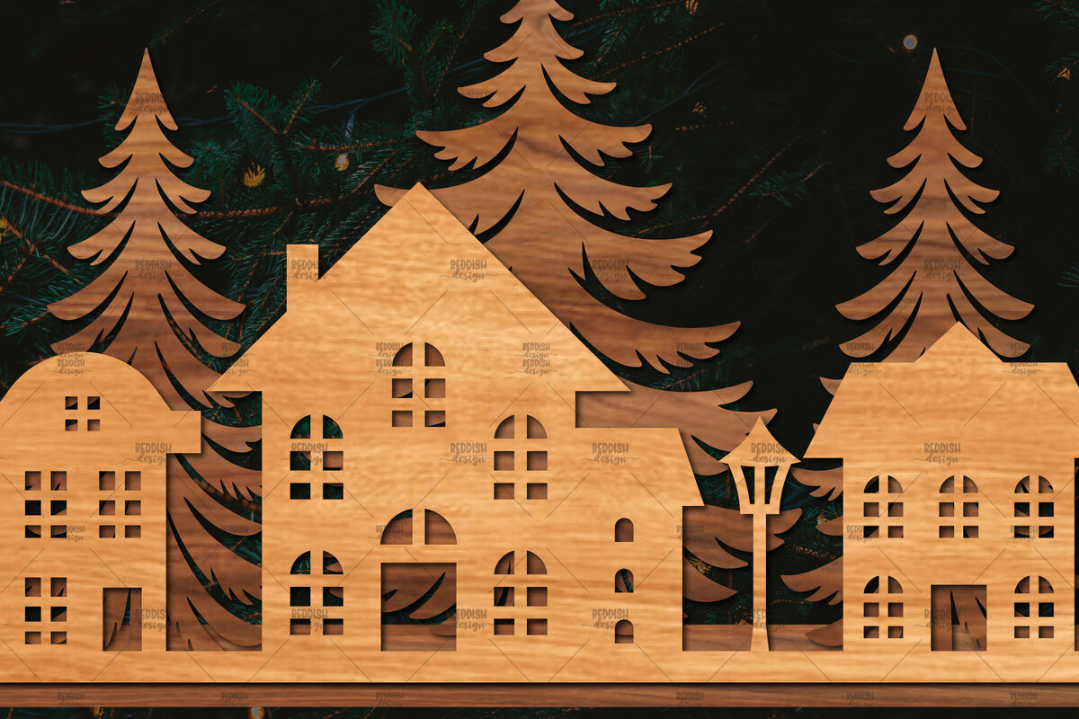 Σετ των 2 Intra απο ξύλο plywood 3mm-4mm πάχος Χριστουγεννιάτικη Σκηνή Δίασταση 15x15 cm INTRAFABR-106403230