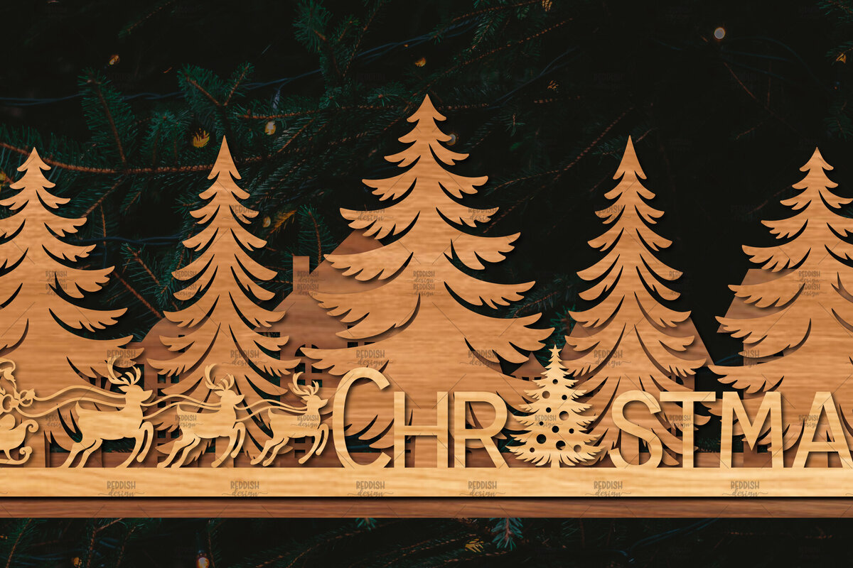 Σετ των 2 Intra απο ξύλο plywood 3mm-4mm πάχος Χριστουγεννιάτικη Σκηνή Δίασταση 15x15 cm INTRAFABR-106403299