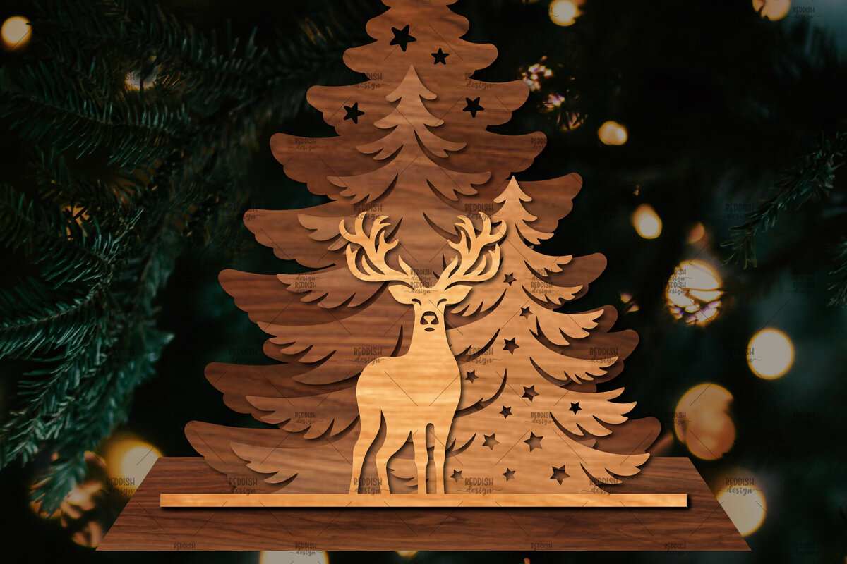 Σετ των 2 Intra απο ξύλο plywood 3mm-4mm πάχος Χριστουγεννιάτικη Σκηνή Δίασταση 15x15 cm INTRAFABR-107825410