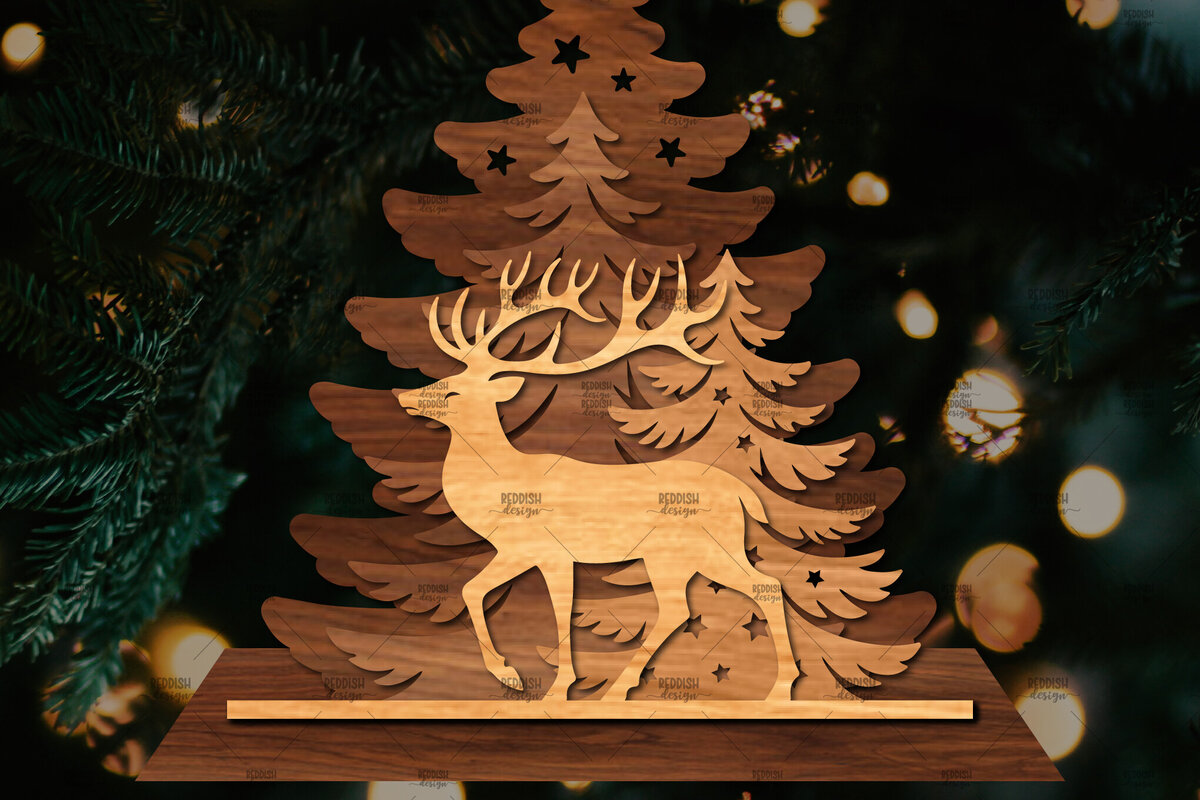 Σετ των 2 Intra απο ξύλο plywood 3mm-4mm πάχος Χριστουγεννιάτικη Σκηνή Δίασταση 15x15 cm INTRAFABR-107826878