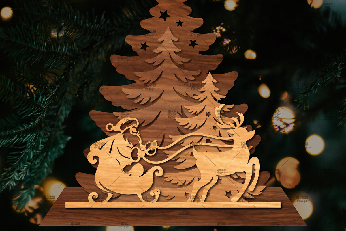 Σετ των 3 Intra απο ξύλο plywood 3mm-4mm πάχος Χριστουγεννιάτικη Σκηνή Δίασταση 15x15 cm INTRAFABR-107826923