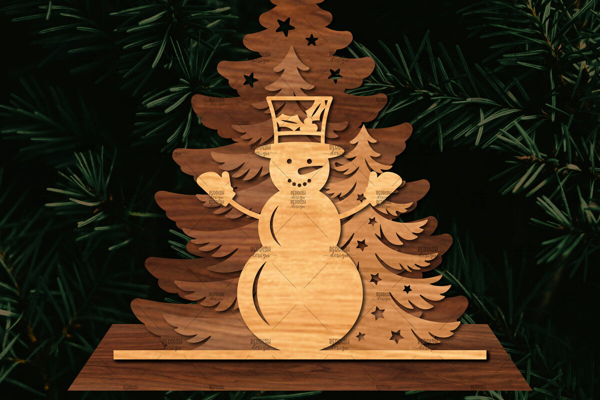 Σετ των 2 Intra απο ξύλο plywood 3mm-4mm πάχος Χριστουγεννιάτικη Σκηνή Δίασταση 15x15 cm INTRAFABR-107826983