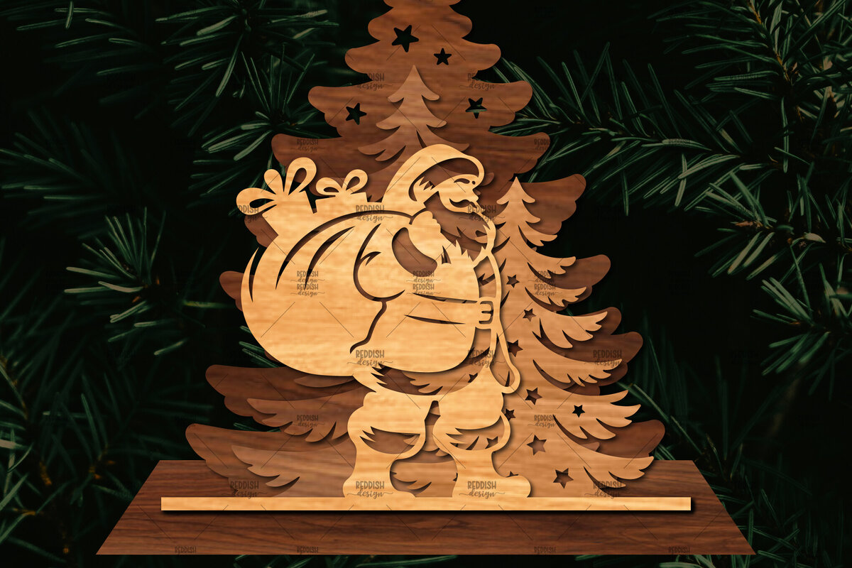 Σετ των 2 Intra απο ξύλο plywood 3mm-4mm πάχος Χριστουγεννιάτικη Σκηνή Δίασταση 15x15 cm INTRAFABR-107827046