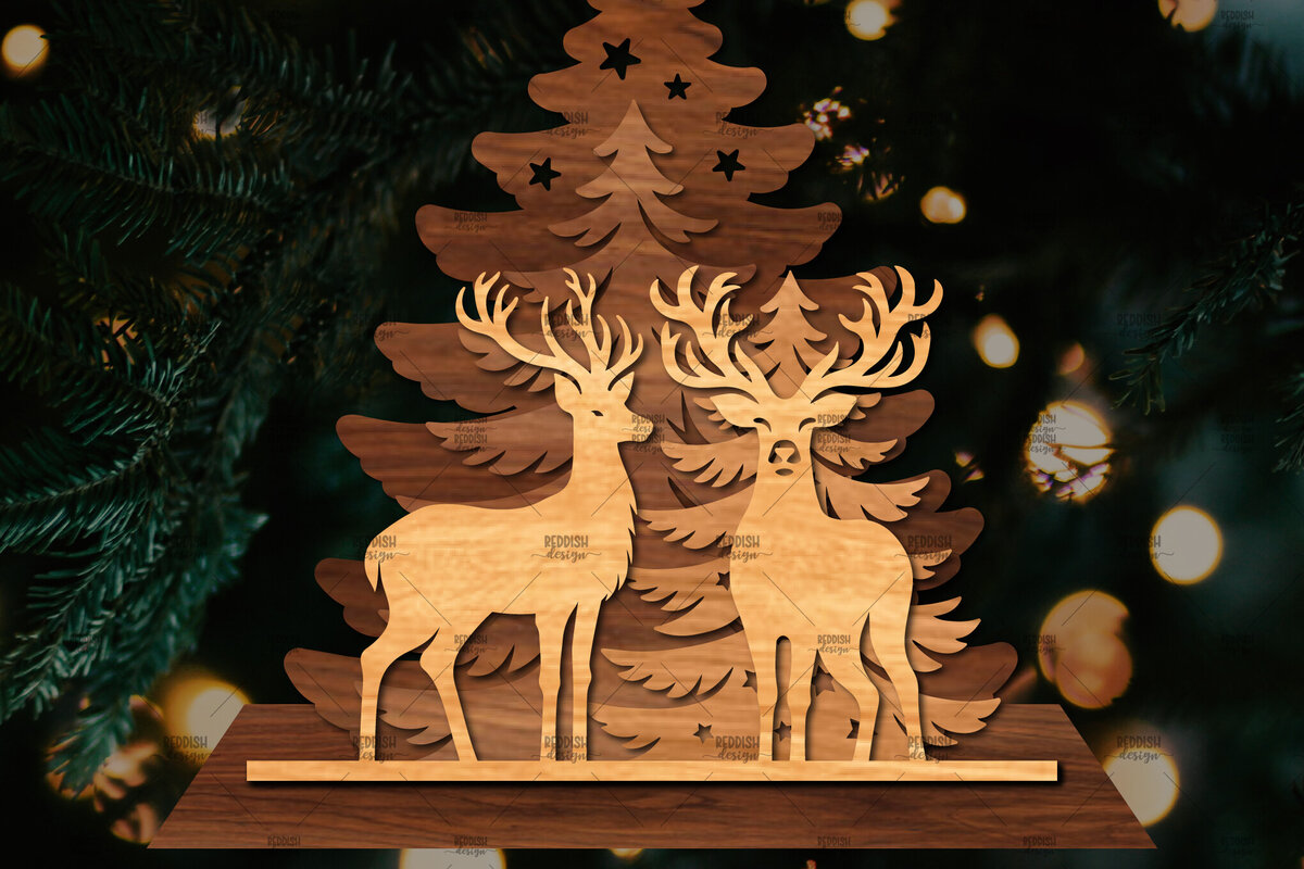 Σετ των 2 Intra απο ξύλο plywood 3mm-4mm πάχος Χριστουγεννιάτικη Σκηνή Δίασταση 15x15 cm INTRAFABR-107827092