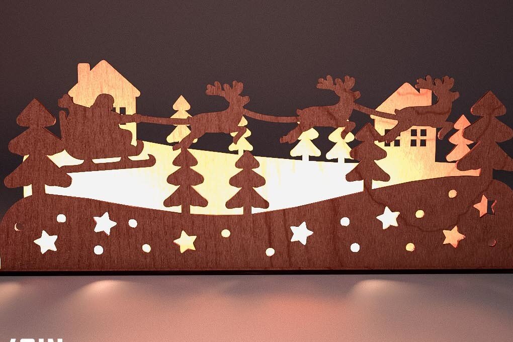 Σετ των 2 Intra απο ξύλο plywood 3mm-4mm πάχος Χριστουγεννιάτικη Σκηνή Δίασταση 15x15 cm INTRAFABR-75890772