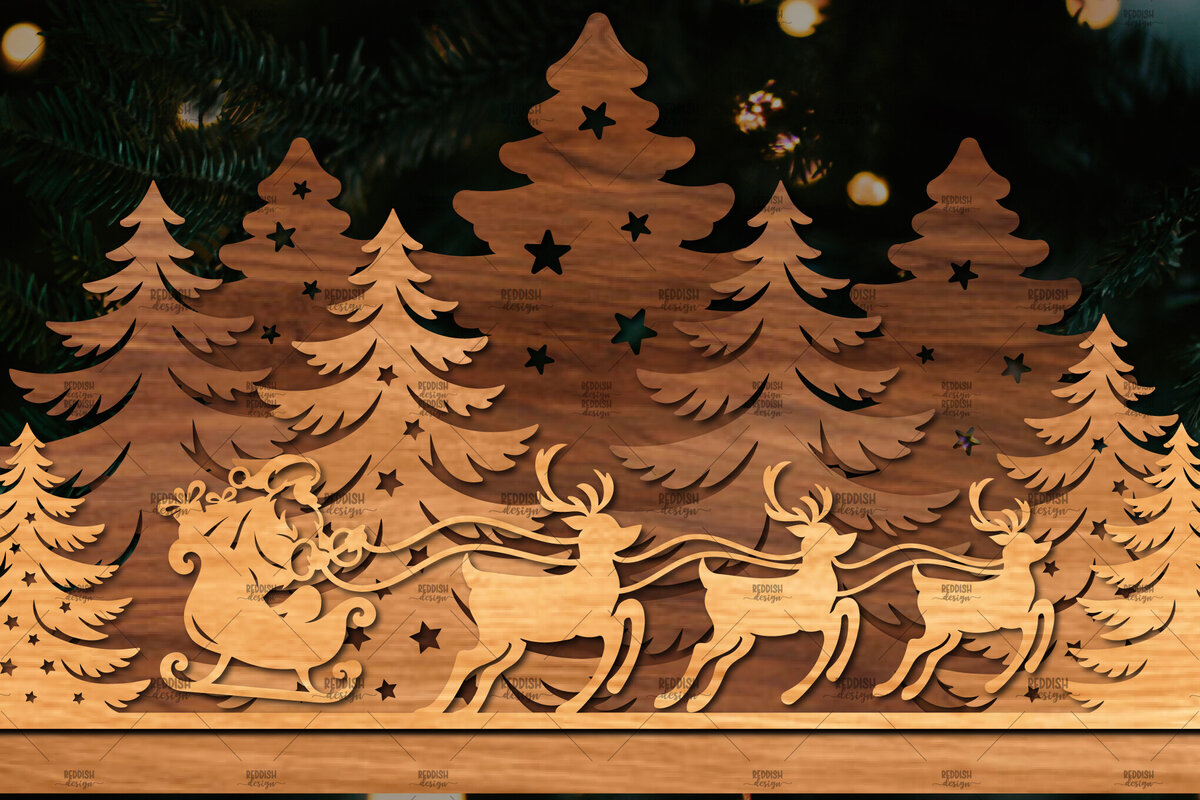 Intra απο ξύλο plywood 3mm-4mm πάχος Χριστουγεννιάτικη Σκηνή Δίασταση 15x15 cm INTRAFABR-107827350