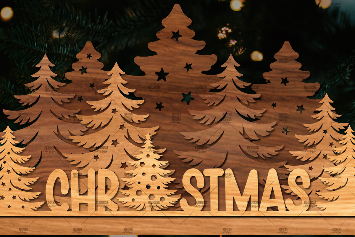 Σετ των 2 Intra απο ξύλο plywood 3mm-4mm πάχος Χριστουγεννιάτικη Σκηνή Δίασταση 15x15 cm INTRAFABR-107827385