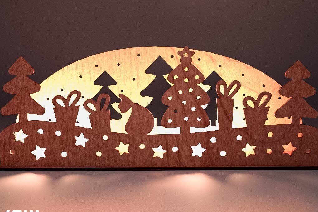 Σετ των 2 Intra απο ξύλο plywood 3mm-4mm πάχος Χριστουγεννιάτικη Σκηνή Δίασταση 15x15 cm INTRAFABR-75890869