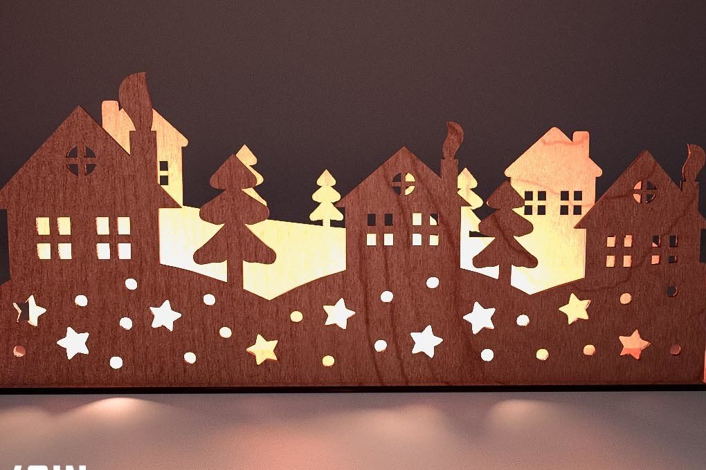 Σετ των 2 Intra απο ξύλο plywood 3mm-4mm πάχος Χριστουγεννιάτικη Σκηνή Δίασταση 15x15 cm INTRAFABR-75890936