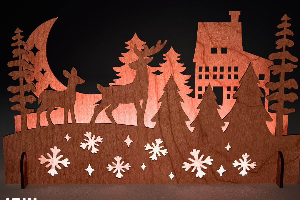 Σετ των 3 Intra απο ξύλο plywood 3mm-4mm πάχος Χριστουγεννιάτικη Σκηνή |Χριστούγεννα Δίασταση 15x15 cm INTRAFABR-73286776