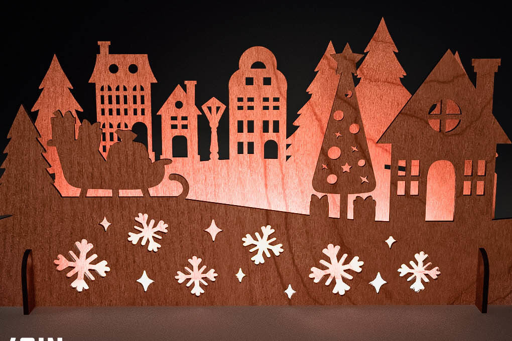 Σετ των 2 Intra απο ξύλο plywood 3mm-4mm πάχος Χριστουγεννιάτικη Σκηνή |Χριστούγεννα Δίασταση 15x15 cm INTRAFABR-73286813