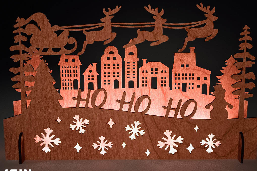 Σετ των 2 Intra απο ξύλο plywood 3mm-4mm πάχος Χριστουγεννιάτικη Σκηνή |Χριστούγεννα Δίασταση 15x15 cm INTRAFABR-73286540