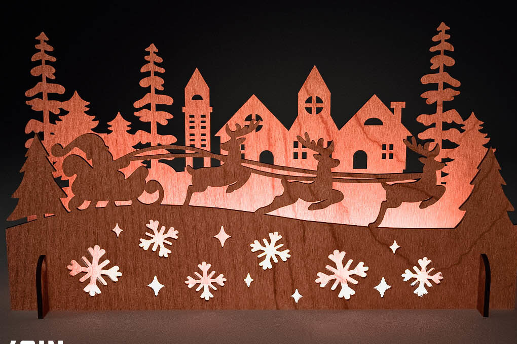 Σετ των 2 Intra απο ξύλο plywood 3mm-4mm πάχος Χριστουγεννιάτικη Σκηνή |Χριστούγεννα Δίασταση 15x15 cm INTRAFABR-73286625