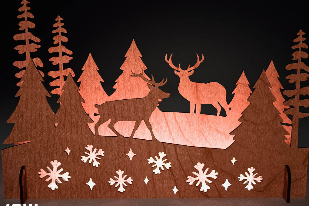 Σετ των 2 Intra απο ξύλο plywood 3mm-4mm πάχος Χριστουγεννιάτικη Σκηνή |Χριστούγεννα Δίασταση 15x15 cm INTRAFABR-73286646