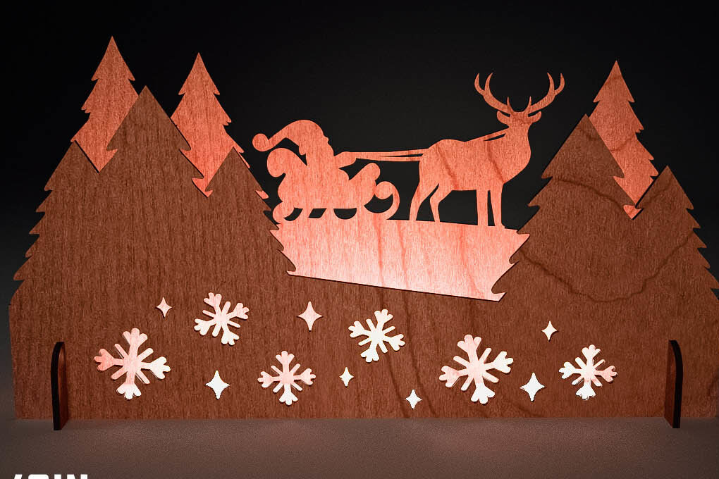 Intra απο ξύλο plywood 3mm-4mm πάχος Χριστουγεννιάτικη Σκηνή |Χριστούγεννα Δίασταση 15x15 cm INTRAFABR-73286693