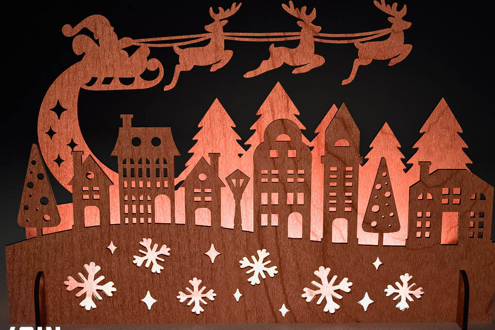 Σετ των 2 Intra απο ξύλο plywood 3mm-4mm πάχος Χριστουγεννιάτικη Σκηνή |Χριστούγεννα Δίασταση 15x15 cm INTRAFABR-73286744