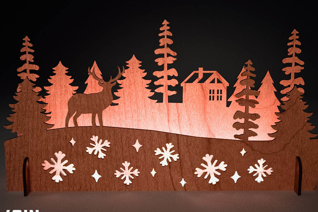 Σετ των 2 Intra απο ξύλο plywood 3mm-4mm πάχος Χριστουγεννιάτικη Σκηνή |Χριστούγεννα Δίασταση 15x15 cm INTRAFABR-73286516