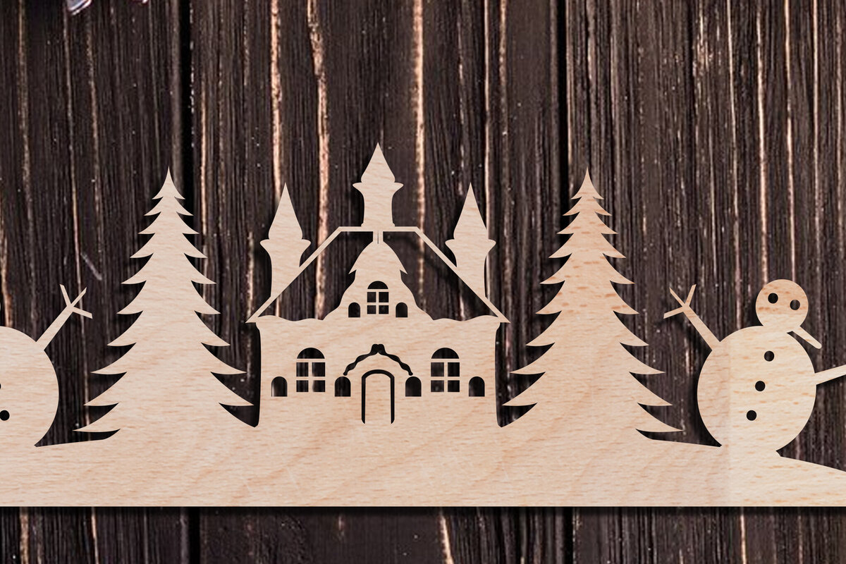 Intra απο ξύλο plywood 3mm-4mm πάχος Χριστουγεννιάτικη Σκηνή Τέχνη τοίχου Δίασταση 40x40 cm INTRAFABR-105435071