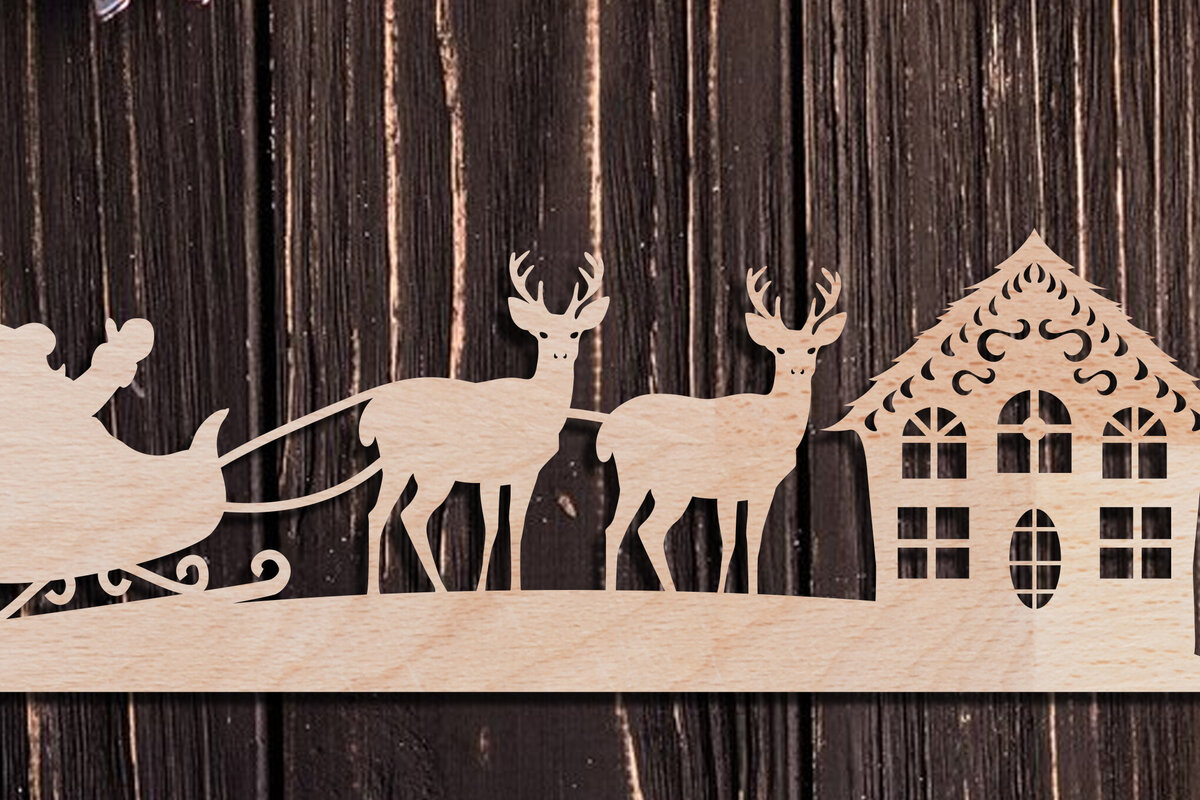 Intra απο ξύλο plywood 3mm-4mm πάχος Χριστουγεννιάτικη Σκηνή Τέχνη τοίχου Δίασταση 40x40 cm INTRAFABR-105435060