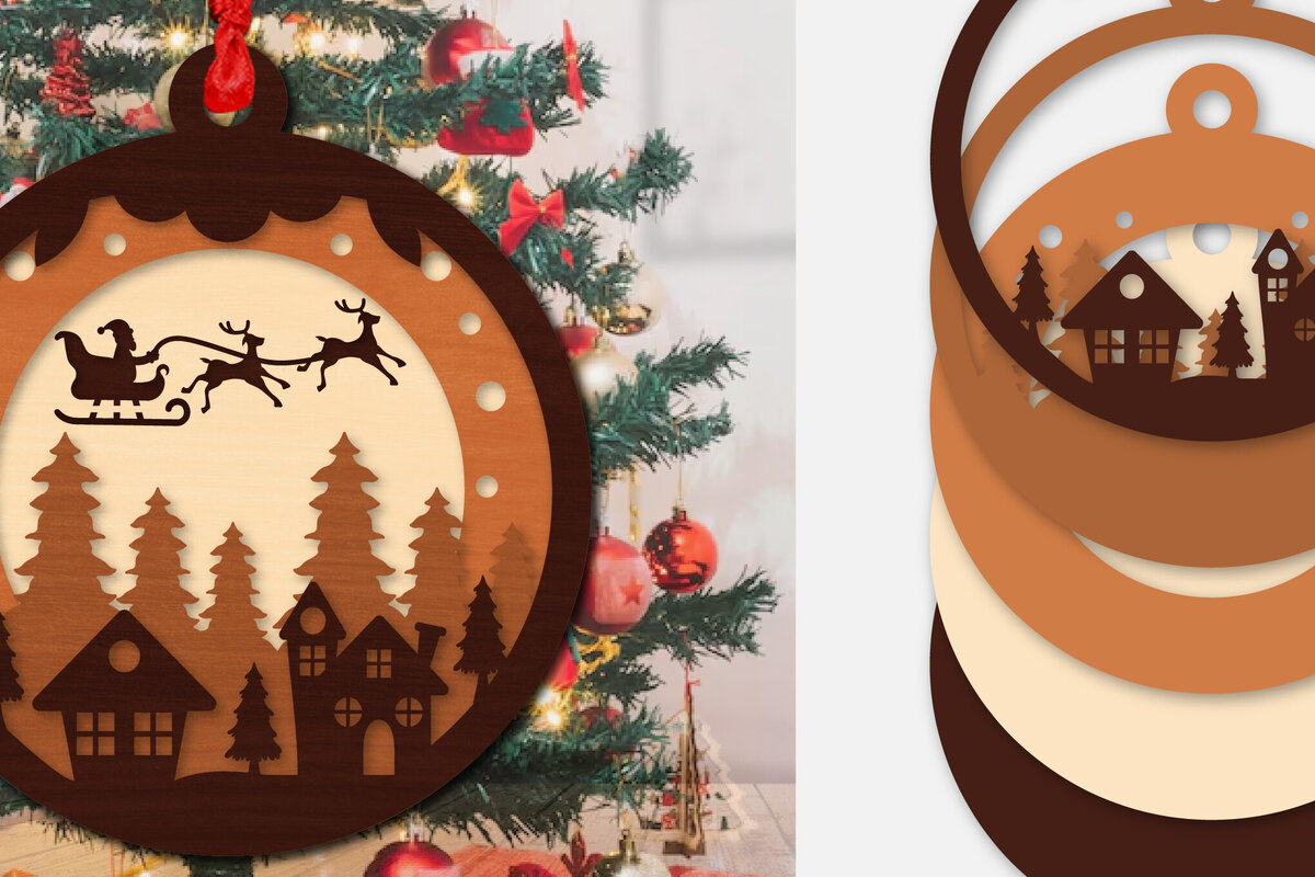 Intra απο ξύλο plywood 3mm-4mm πάχος Χριστουγεννιάτικη σκηνή Ornamanet  Δίασταση 30x20 cm INTRAFABR-110140814