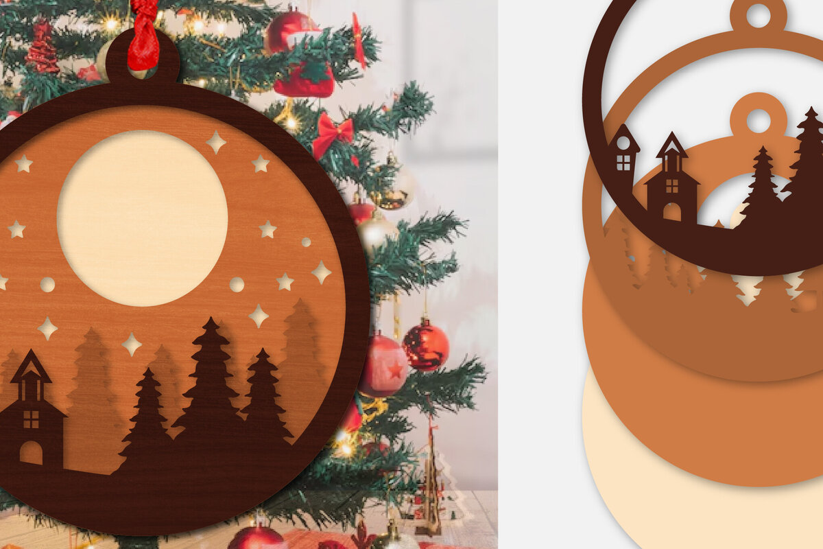 Intra απο ξύλο plywood 3mm-4mm πάχος Χριστουγεννιάτικη σκηνή Ornamanet  Δίασταση 30x20 cm INTRAFABR-110140811