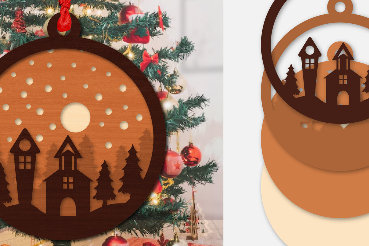 Intra απο ξύλο plywood 3mm-4mm πάχος Χριστουγεννιάτικη σκηνή Ornamanet  Δίασταση 30x20 cm INTRAFABR-110140813