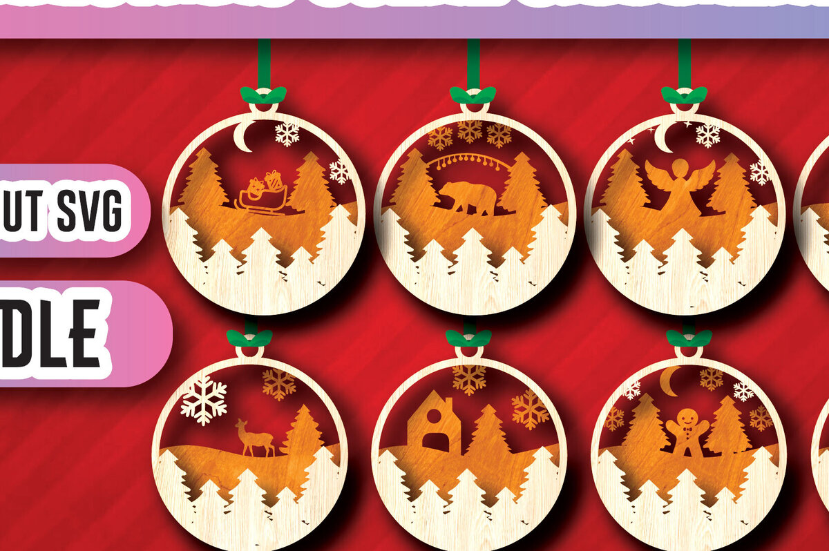 Σετ των 3 Intra απο ξύλο plywood 3mm-4mm πάχος στολίδια χριστουγεννιάτικων σκηνών Δίασταση 8x8 cm INTRAFABR-104802903