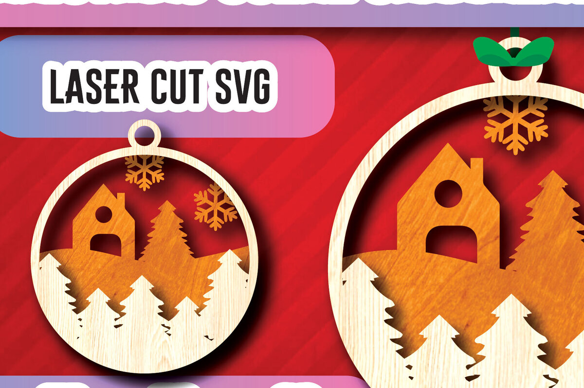 Σετ των 3 Intra απο ξύλο plywood 3mm-4mm πάχος Χριστουγεννιάτικα στολίδια σκηνής με λέιζερ Δίασταση 8x8 cm INTRAFABR-104752507