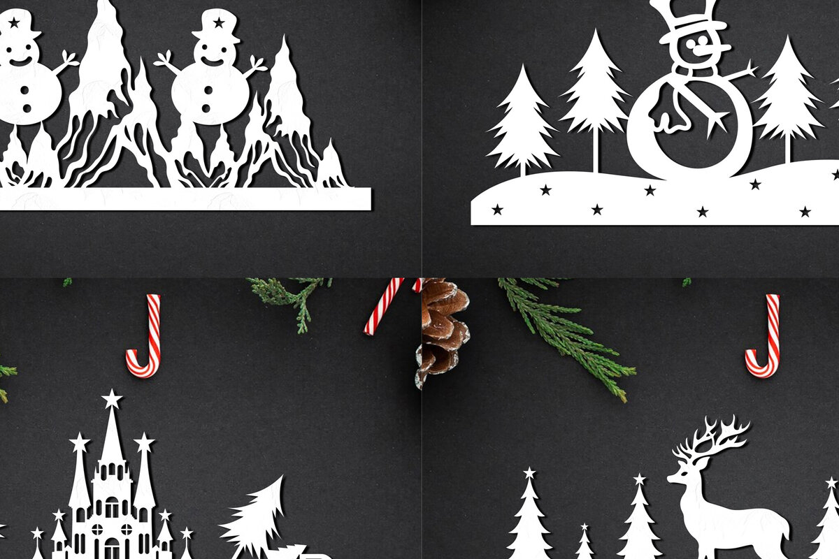Σετ των 2 Intra απο ξύλο plywood 3mm-4mm πάχος χριστουγεννιάτικου σκηνικού χαρτιού κοπής Δίασταση 15x15 cm INTRAFABR-111849309