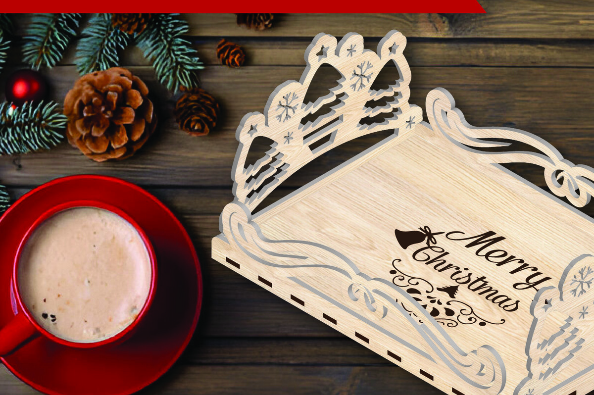 Σετ των 2 Intra απο ξύλο plywood 3mm-4mm πάχος Χριστουγεννιάτικος δίσκος σερβιρίσματος Δίασταση 15x15 cm INTRAFABR-110004261