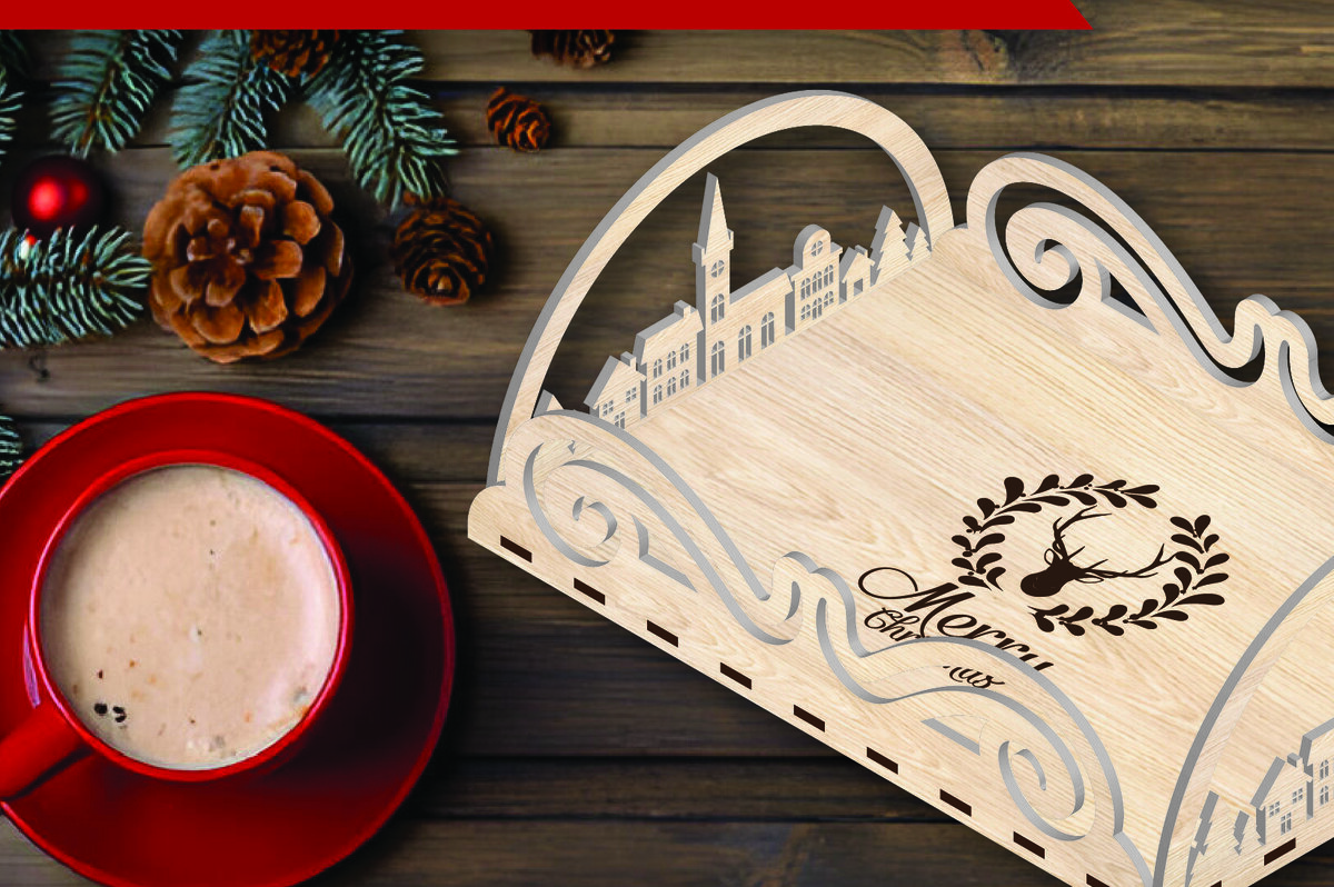 Σετ των 2 Intra απο ξύλο plywood 3mm-4mm πάχος Χριστουγεννιάτικος δίσκος σερβιρίσματος Δίασταση 15x15 cm INTRAFABR-110004380