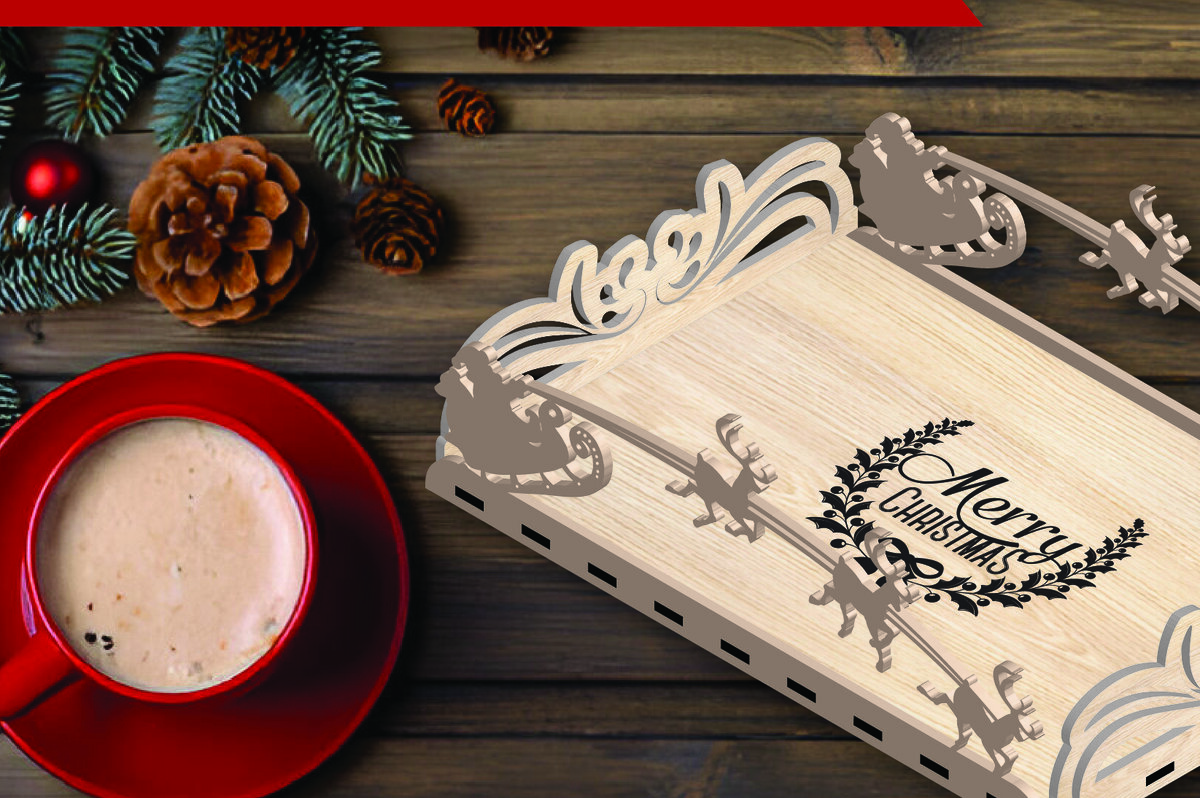 Σετ των 2 Intra απο ξύλο plywood 3mm-4mm πάχος Χριστουγεννιάτικος δίσκος σερβιρίσματος Δίασταση 15x15 cm INTRAFABR-110004425