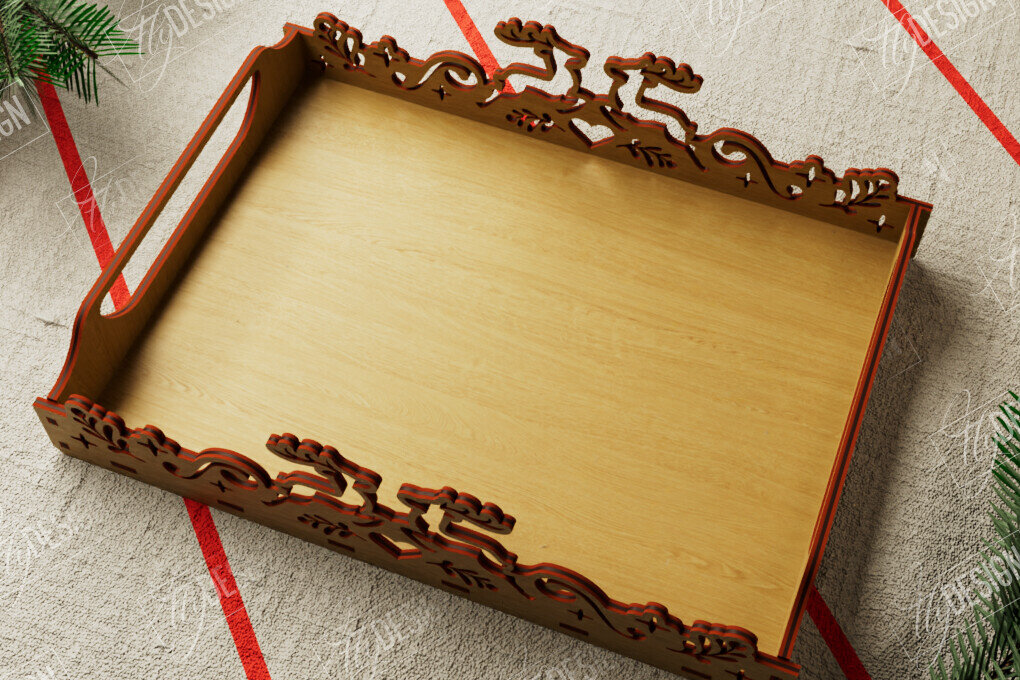 Σετ των 2 Intra απο ξύλο plywood 3mm-4mm πάχος Πρότυπο Δίσκου σερβιρίσματος Χριστουγέννων | CNC Δίασταση 15x15 cm INTRAFABR-107886845