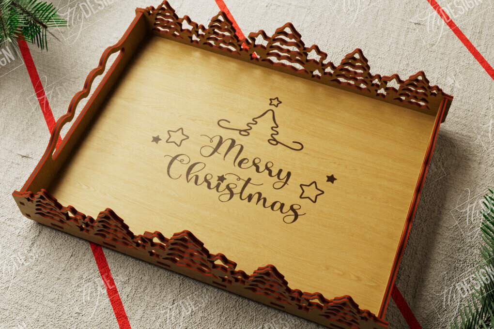 Σετ των 3 Intra απο ξύλο plywood 3mm-4mm πάχος Πρότυπο Δίσκου σερβιρίσματος Χριστουγέννων | CNC Δίασταση 15x15 cm INTRAFABR-107886937