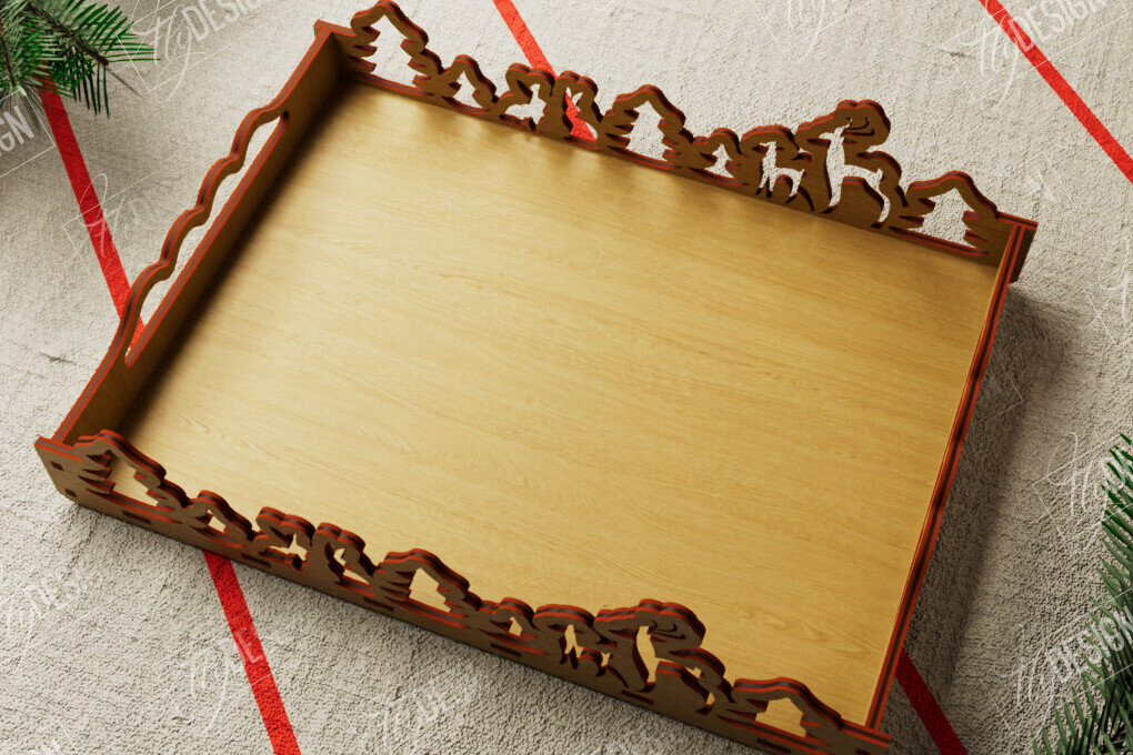 Σετ των 2 Intra απο ξύλο plywood 3mm-4mm πάχος Πρότυπο Δίσκου σερβιρίσματος Χριστουγέννων | CNC Δίασταση 15x15 cm INTRAFABR-107887061