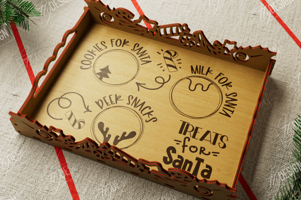 Σετ των 2 Intra απο ξύλο plywood 3mm-4mm πάχος Πρότυπο Δίσκου σερβιρίσματος Χριστουγέννων | CNC Δίασταση 15x15 cm INTRAFABR-107887065