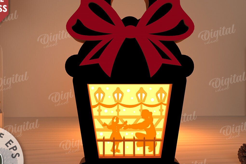 Σετ των 2 Intra απο ξύλο plywood 3mm-4mm πάχος Χριστουγεννιάτικο κουτί σκιών με λέιζερ Δίασταση 25x25 cm INTRAFABR-109484801