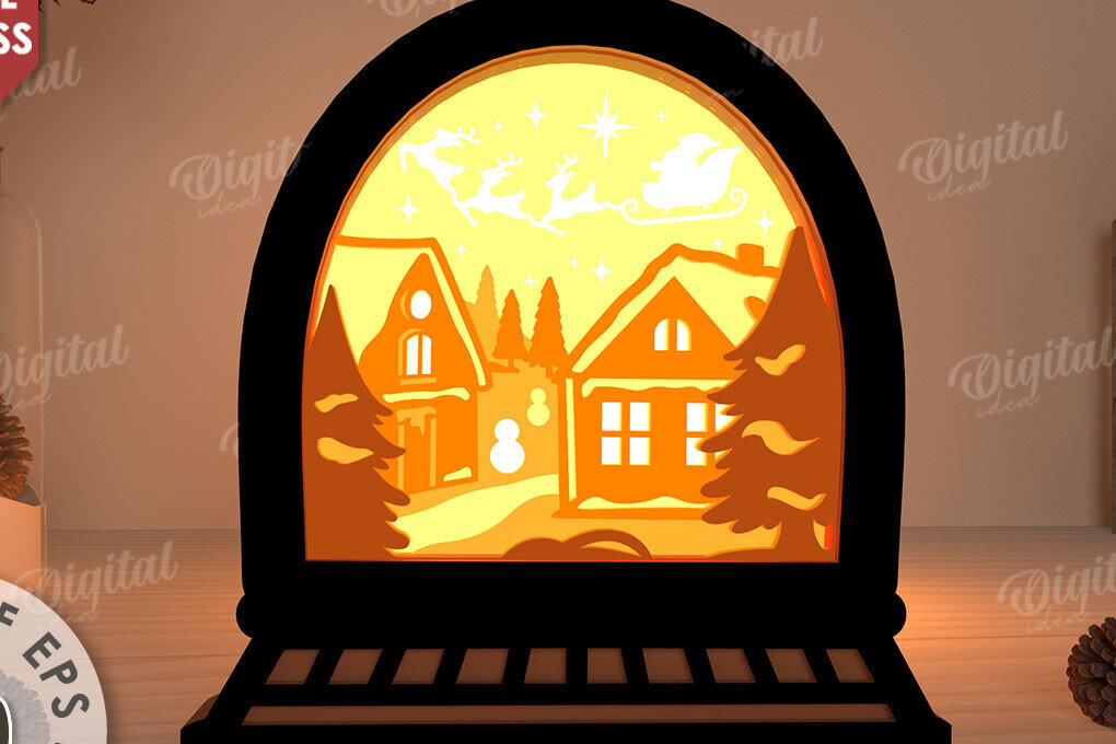 Σετ των 2 Intra απο ξύλο plywood 3mm-4mm πάχος Χριστουγεννιάτικο κουτί σκιών με λέιζερ Δίασταση 25x25 cm INTRAFABR-109484876