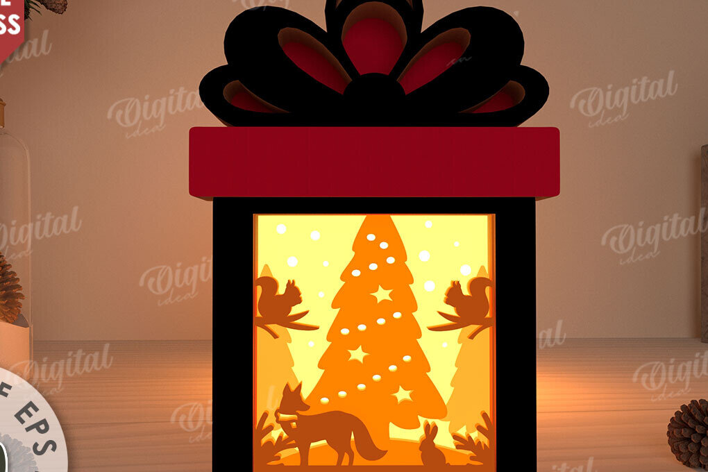 Intra απο ξύλο plywood 3mm-4mm πάχος Χριστουγεννιάτικο κουτί σκιών με λέιζερ Δίασταση 25x25 cm INTRAFABR-109484947