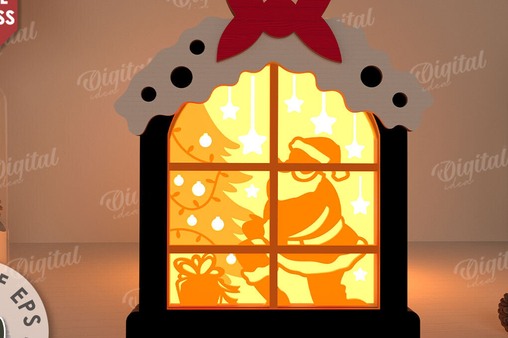 Σετ των 2 Intra απο ξύλο plywood 3mm-4mm πάχος Χριστουγεννιάτικο κουτί σκιών με λέιζερ Δίασταση 25x25 cm INTRAFABR-109485002