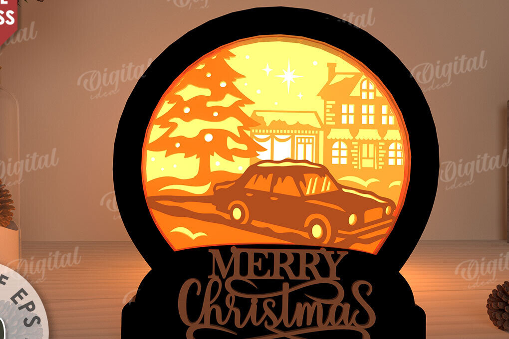 Σετ των 2 Intra απο ξύλο plywood 3mm-4mm πάχος Χριστουγεννιάτικο κουτί σκιών με λέιζερ Δίασταση 25x25 cm INTRAFABR-109484739