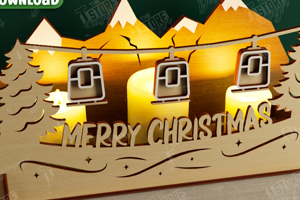 Σετ των 2 Intra απο ξύλο plywood 3mm-4mm πάχος Χριστουγεννιάτικη Σκηνή Σκιάς | Κηροπήγιο Δίασταση 15x15 cm INTRAFABR-107822802