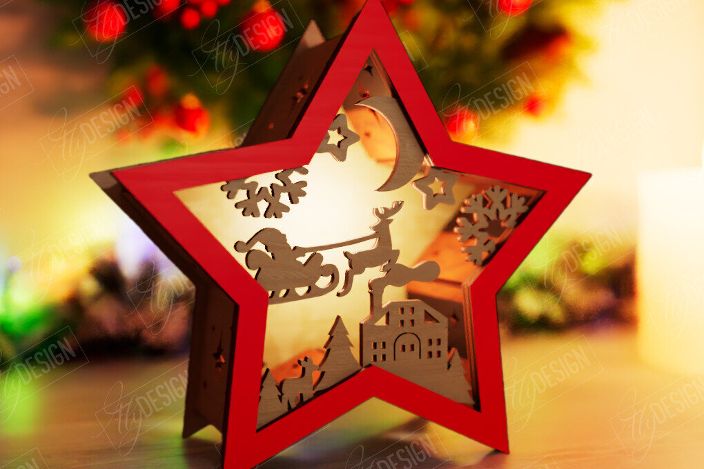 Intra απο ξύλο plywood 3mm-4mm πάχος Christmas Shadow Star Lantern | Αργία Δίασταση 15x15 cm INTRAFABR-108439112